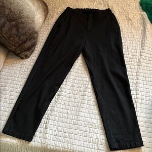 Pas De Calais Minimalist black linen Contemporary straight Trouser Pants 36 S